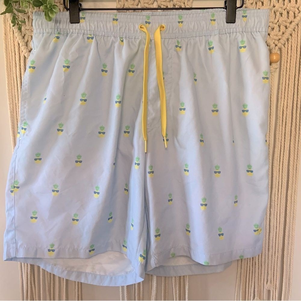 TIPSY ELVES Men's Pineapple Swim Trunks Blue Size XL
